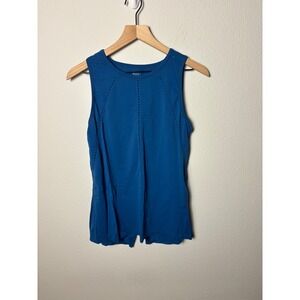Athleta Foothills Tank Blue Split Back Activewear Top Womens Medium